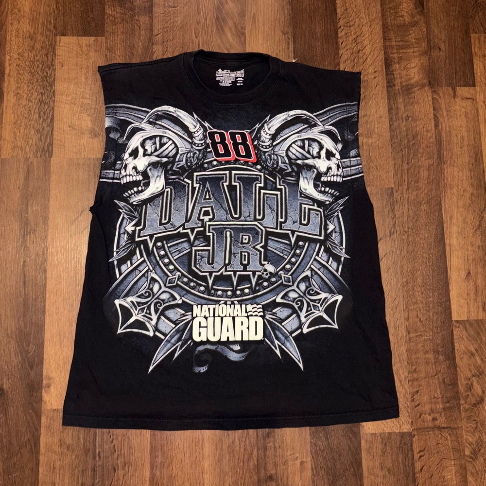 Chase Authentics Dale‎ Earnhardt Jr 88 National Guard Skull Muscle Tee Black XL